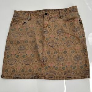 Sonoma Lifestyle Modern Fit Women’s Denim Tan Floral Print Mini Skirt Size 14